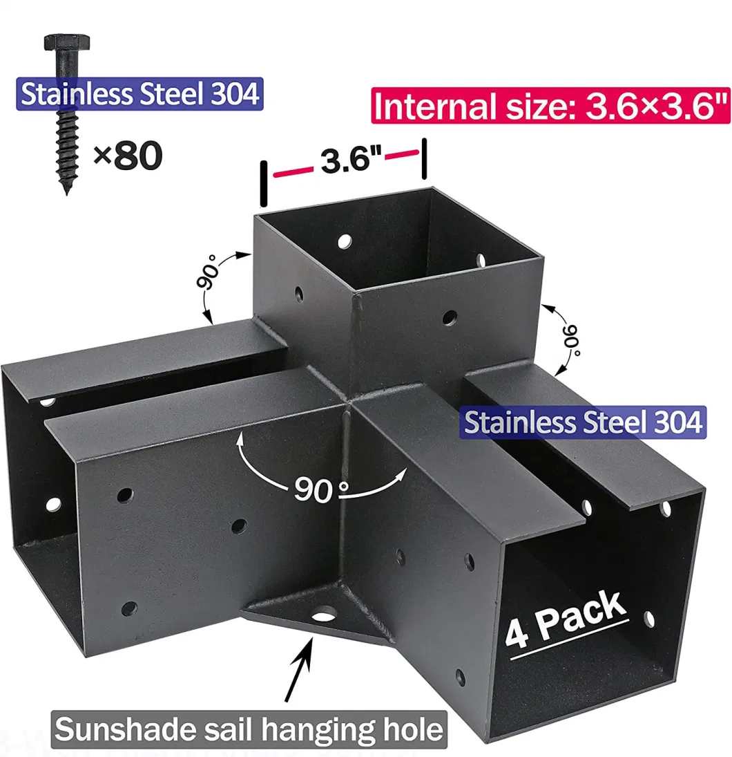 Heavy Duty High Quality Steel 3 Way 4X4 6X6 Metal Pergola Bracket